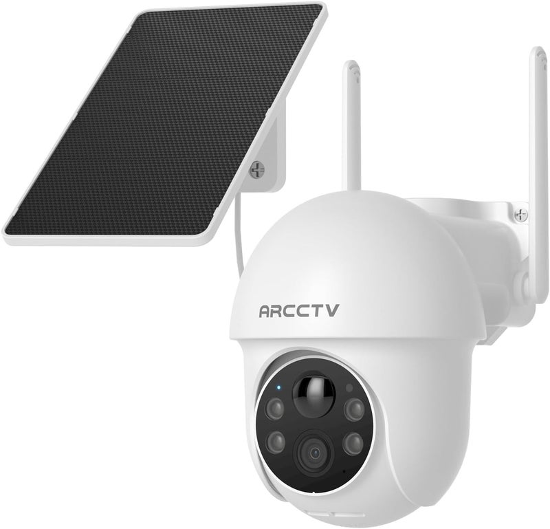 ARCCTV Solar Security Cameras Wireless Outdoor, 4MP 360° View Battery Powered Outdoor Camera, Night Vision with Spotlight, 2-Way Audio, PIR Motion Sensor, 2.4G/5G Dual Band WiFi, SD/Cloud Storage - Image 1